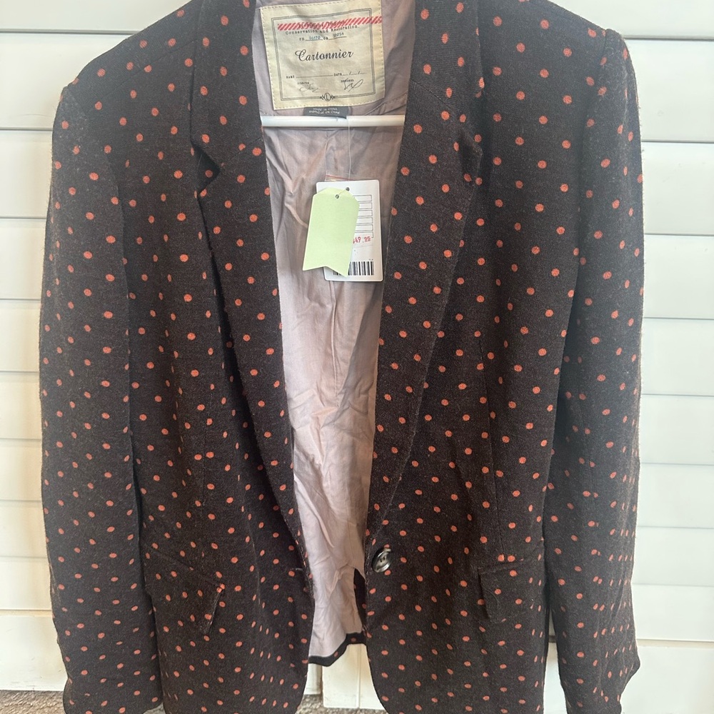 Cartonnier women’s Large blazer dark brown and Orange/pink lined Blazer